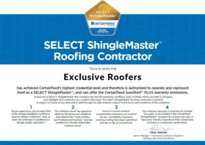 Select ShingleMaster Roofing Contractor
